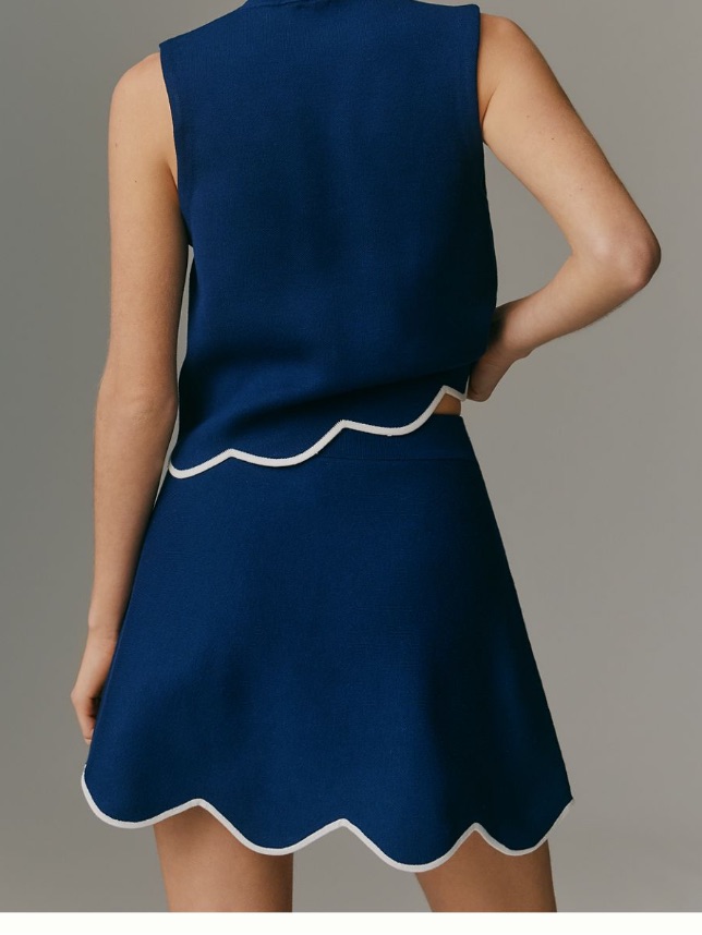 Anthropologie Maeve Scalloped Hem Sweater Mini Skirt Nwt Xxs